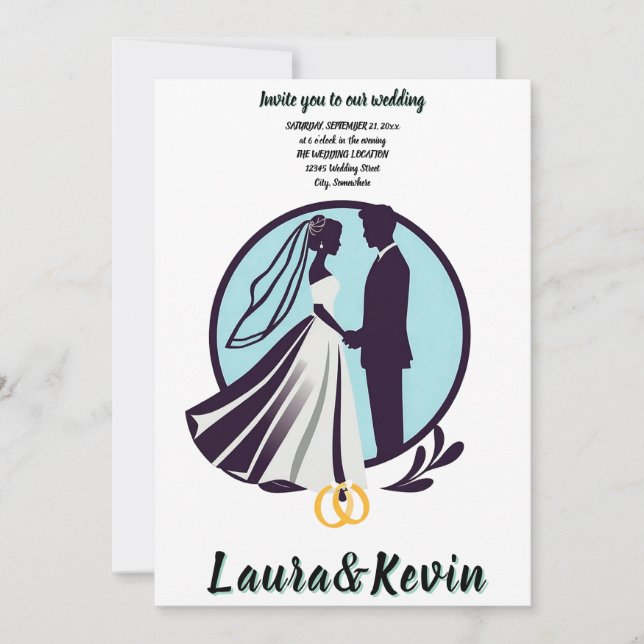 Elegant Silhouette of Bride and Groom Invitation (Front)