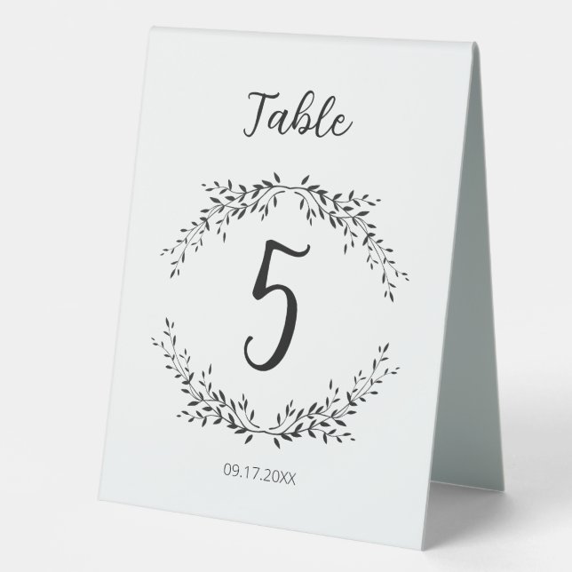 Elegant silhouette of leaves table tent (Front)