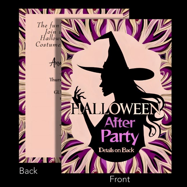 Elegant silhouette witch Halloween After Party Invitation (Creator Uploaded)