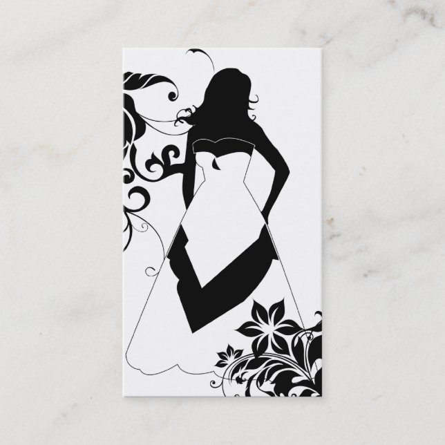 Elegant Silhouetted Bride Business Card (Front)