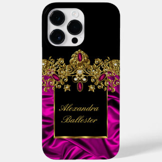 Elegant Silk Rich Pink Gold black Case-Mate iPhone 14 Pro Max Case