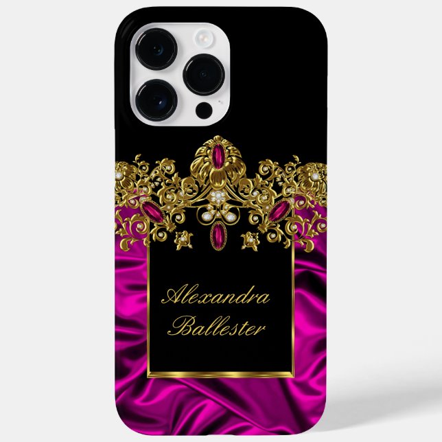 Elegant Silk Rich Pink Gold black Case-Mate iPhone Case (Back)