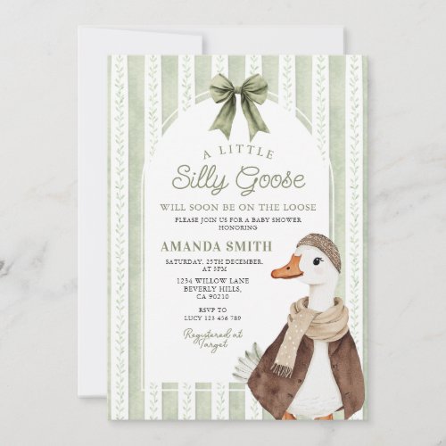 Elegant Silly Goose Farm Baby Shower Floral Invitation
