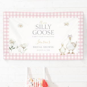 Elegant Silly Goose Whimsical Pink Bow Baby Shower Banner