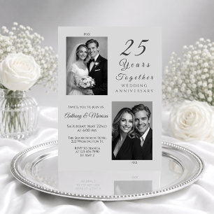 Elegant Silver 25 Years Together Wedding Invitation