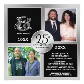 Elegant Silver 25th Anniversary Invitations