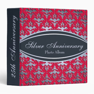 Elegant Silver 25th Anniversary Photo Damask Album Binder