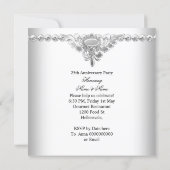 Elegant Silver 25th Wedding Anniversary Damask Invitation (Back)