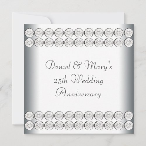 Elegant Silver 25th Wedding Anniversary Custom Invite