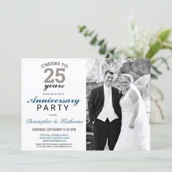 Elegant Silver 25th Wedding Anniversary Invitation | Zazzle