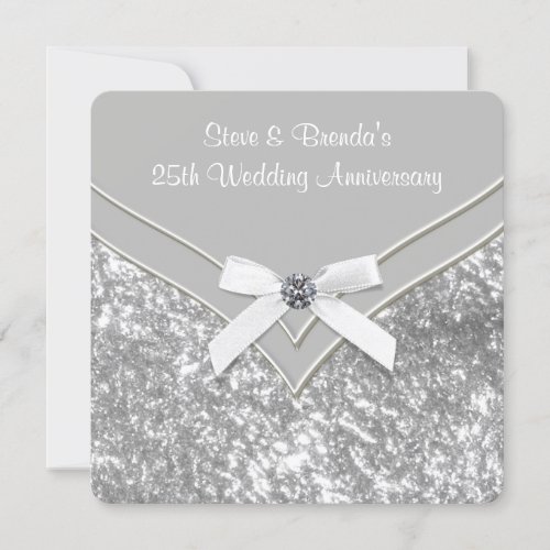 Elegant Silver 25th Wedding Anniversary Party Invitation