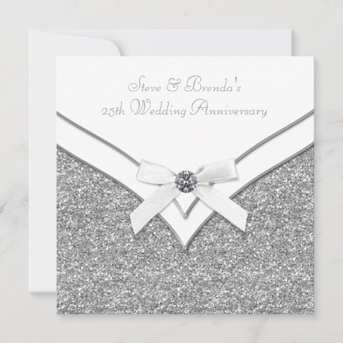 Elegant Silver 25th Wedding Anniversary Party Invitation