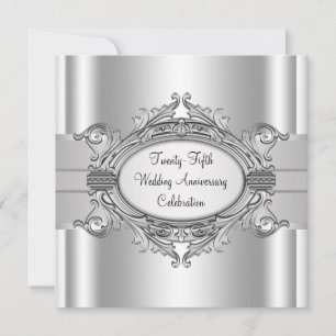 Elegant Silver 25th Wedding Anniversary Party Invitation