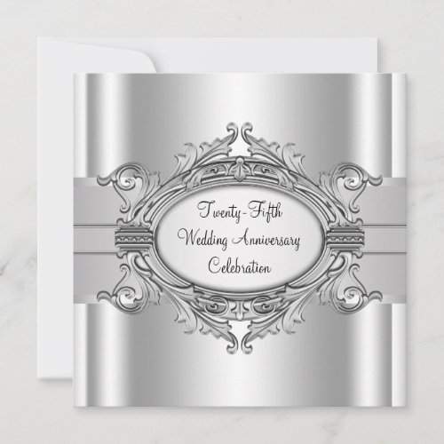 Elegant Silver 25th Wedding Anniversary Party Custom Invite