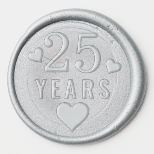 Elegant Silver 25th Wedding Anniversary  Wax Seal Sticker
