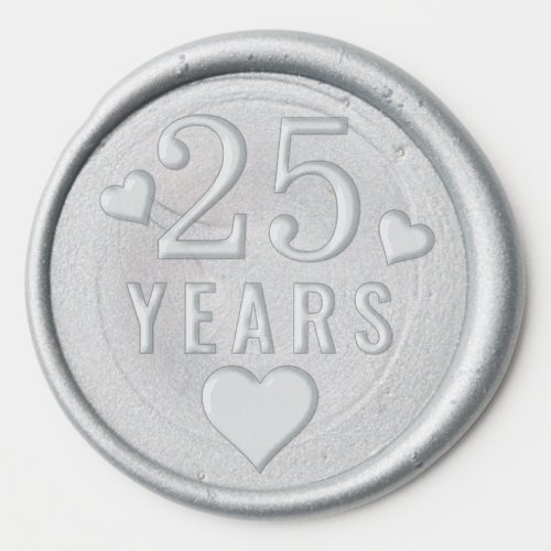 Elegant Silver 25th Wedding Anniversary  Wax Seal Sticker