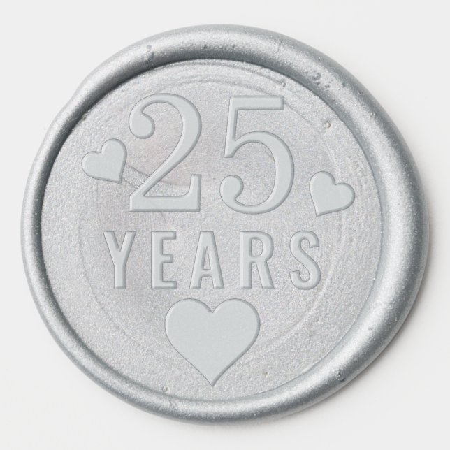 Elegant Silver 25th Wedding Anniversary  Wax Seal Sticker (Front)