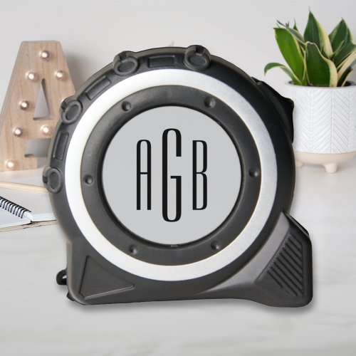 Elegant Silver 3 Letter Monogram Initials Tape Measure