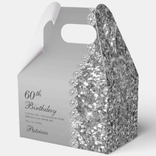 Elegant Silver 60th Birthday Thank You Favor Boxes
