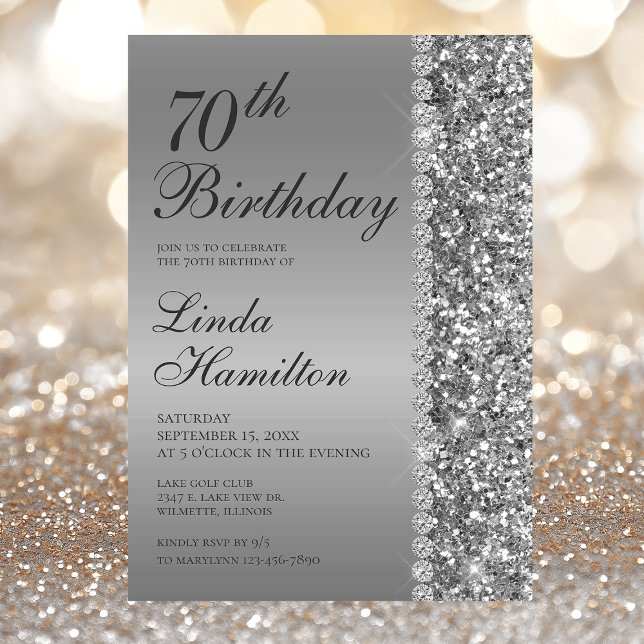 Elegant Silver 70th Birthday Invitation (Creator Uploaded)