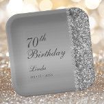 Elegant Silver 70th Birthday Paper Plates<br><div class="desc">These elegant silver glitter and diamond sided 70th Birthday square 9" paper plates are perfect for your or your loved one's seventieth birthday party. They're chic, trendy and stylish while at the same time being classy. The modern yet traditional fonts are crisp and clean and make these beautiful napkins unique...</div>