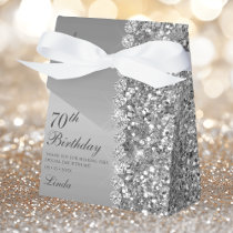 Elegant Silver 70th Birthday Thank You Favor Boxes