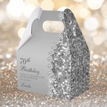 Elegant Silver 70th Birthday Thank You Favor Boxes