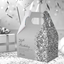 Elegant Silver 70th Birthday Thank You Favor Boxes