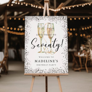 Elegant Silver 70th Birthday Welcome Foam Board
