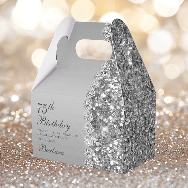 Elegant Silver 75th Birthday Favor Boxes (Creator Uploaded)