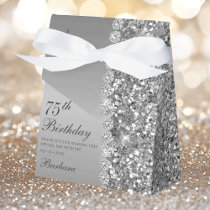 Elegant Silver 75th Birthday Favor Boxes