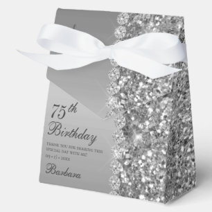 Elegant Silver 75th Birthday Favor Boxes