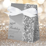 Elegant Silver 80th Birthday Favor Boxes<br><div class="desc">These elegant silver glitter and diamond sided 80th Birthday favor boxes are perfect for your or your loved one's eightieth birthday party favors. They're chic, trendy and stylish while at the same time being classy. The modern yet traditional fonts are crisp and clean and make these thank you favor boxes...</div>
