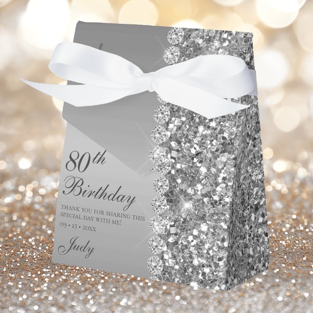 Elegant Silver 80th Birthday Favor Boxes (Creator Uploaded)