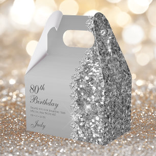 Elegant Silver 80th Birthday Favor Boxes