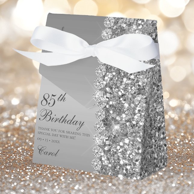 Elegant Silver 85th Birthday Favor Boxes (Creator Uploaded)