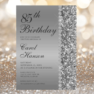 Elegant Silver 85th Birthday Party Invitation