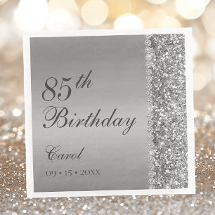 Elegant Silver 85th Birthday Party Paper Dinner Napkins