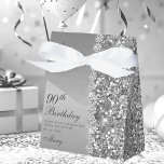 Elegant Silver 90th Birthday Favor Boxes<br><div class="desc">This fantastic silver glitter and diamond sided 90th Birthday thank you favor box would be perfect for your event.  It would be great for a candy station,  on a thank you gift table,  or at each place setting with a favor.  Be sure you order enough for all your guests.</div>