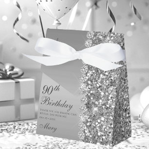 Elegant Silver 90th Birthday Favor Boxes