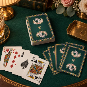 Elegant Silver American Saddlebred Floral Poker Cards