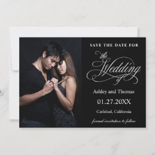 Elegant Silver and Black Photo Save the Date