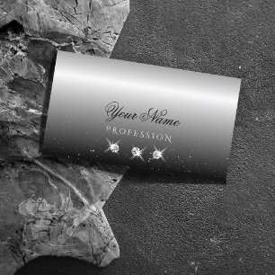 Elegant Silver and Black Sparkling Diamonds Trendy Business Card