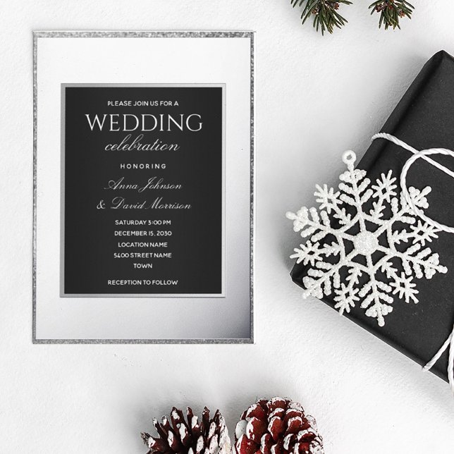 Elegant Silver and Black Wedding Foil Invitation (Creator Uploaded)