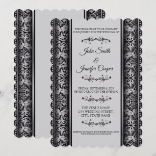 Elegant Silver and Black Wedding Invitation Card