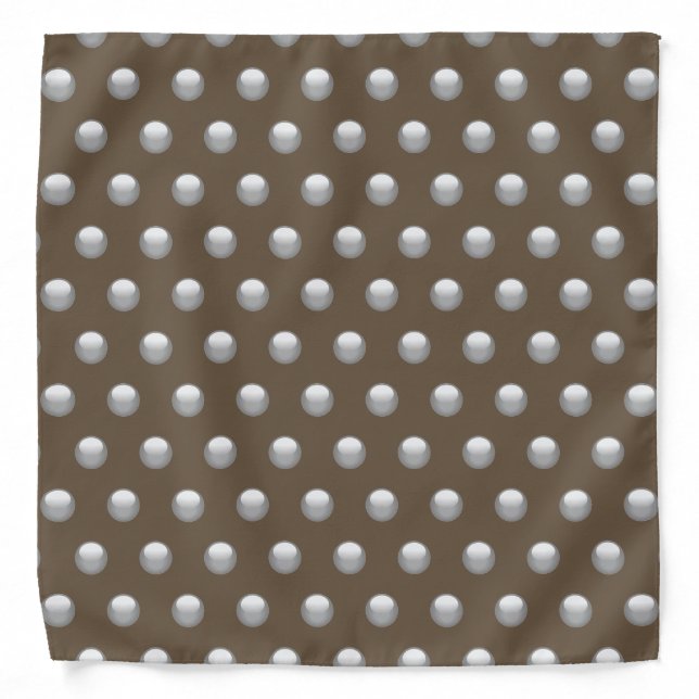 Elegant Silver and Brown Pattern Polka Dots Bandana (Front)