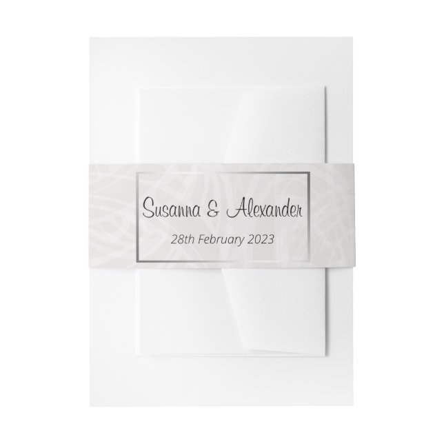 Elegant Silver and Damask Wedding Invitation Belly Band (Front Example)