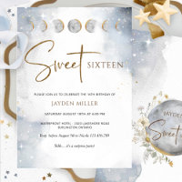 Elegant Silver and Gold Celestial Sweet Sixteen