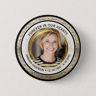 Elegant Silver and Gold Forever in our Hearts Button