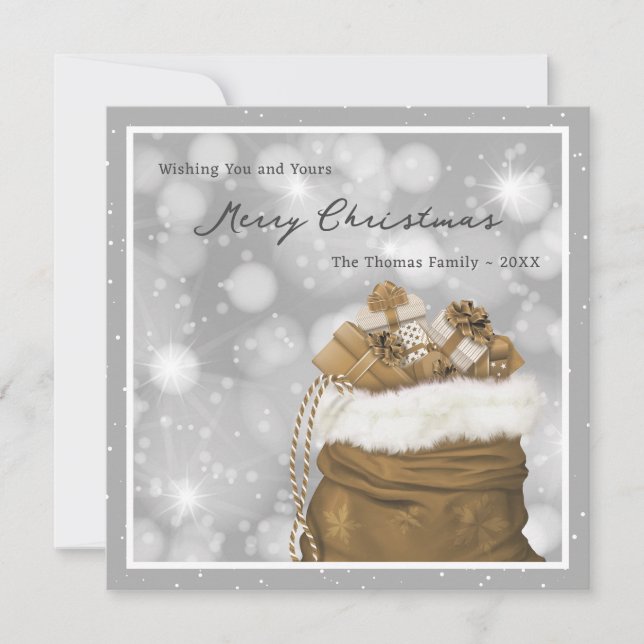 Elegant Silver and Gold Merry Christmas Card (Front)